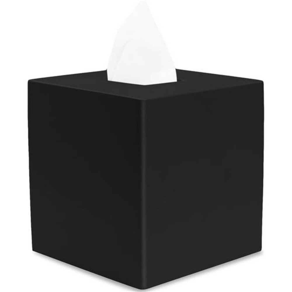 Matte black square tissue box cover decorative tissue holder for bathroom office